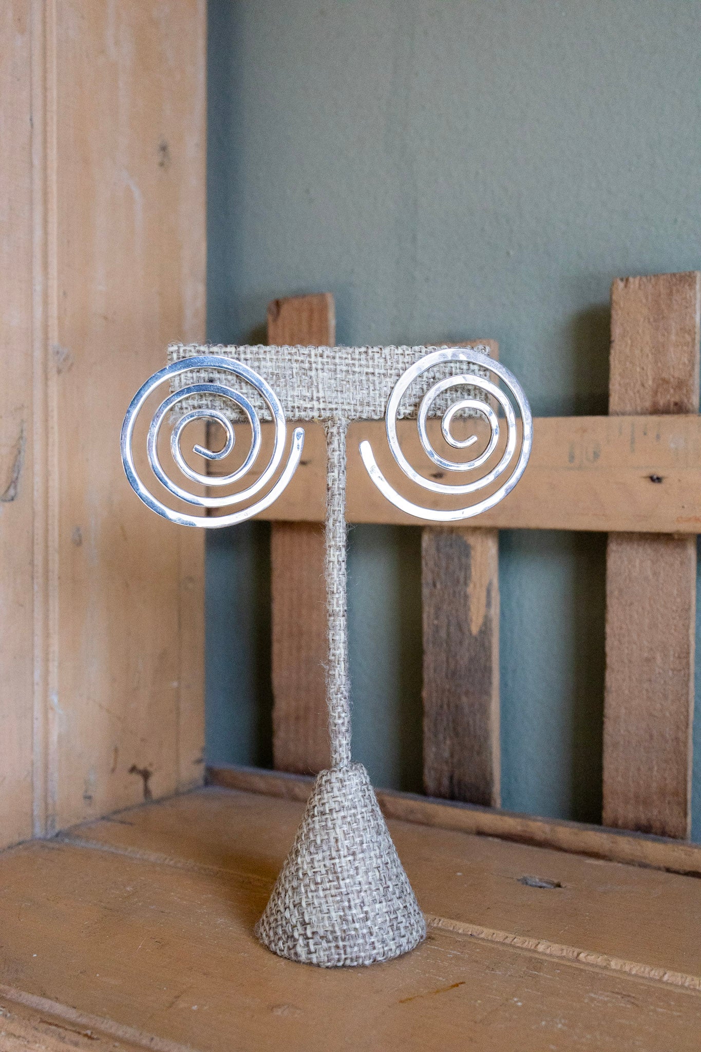 Vintage Sterling Silver Silversmith Ed Levin Spiral Earrings