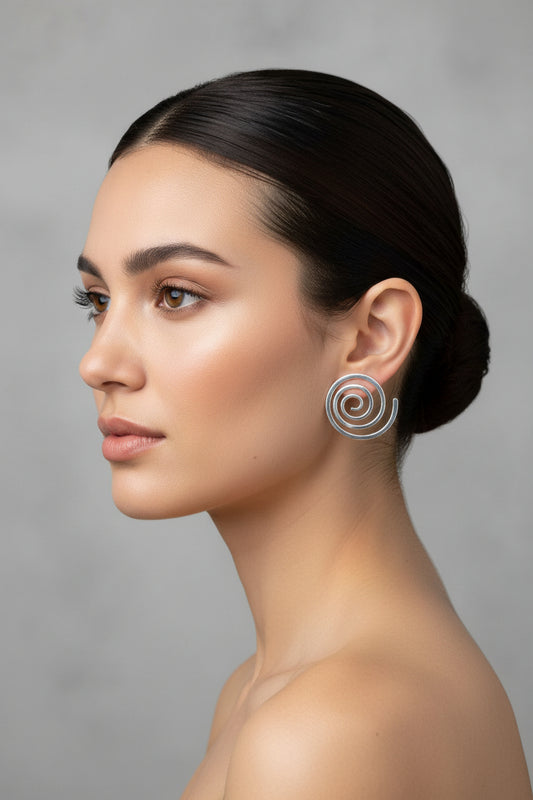 Vintage Sterling Silver Silversmith Ed Levin Spiral Earrings