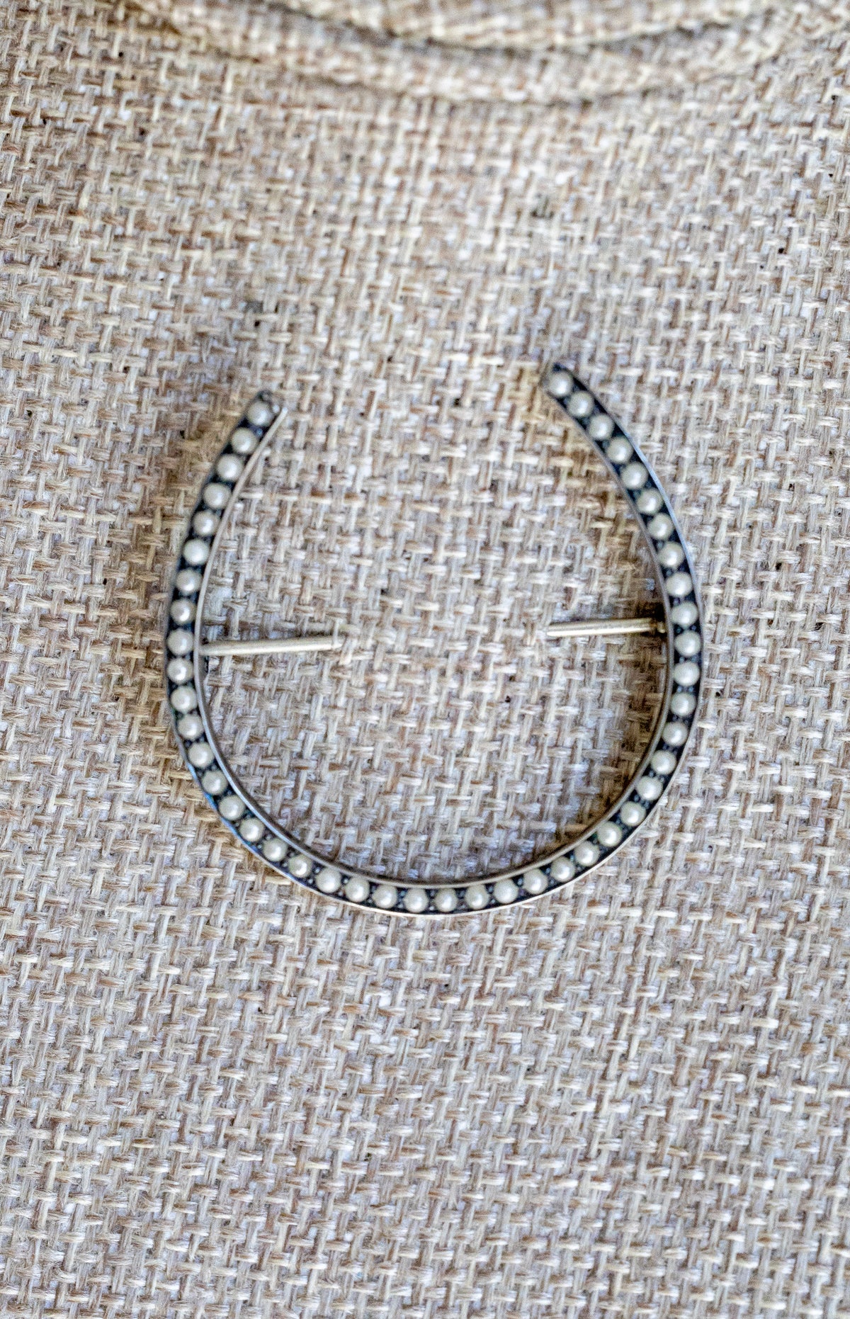 Antique Edwardian Sterling Silver Lucky Pearl Set Horseshoe Brooch by Baskin Bros.