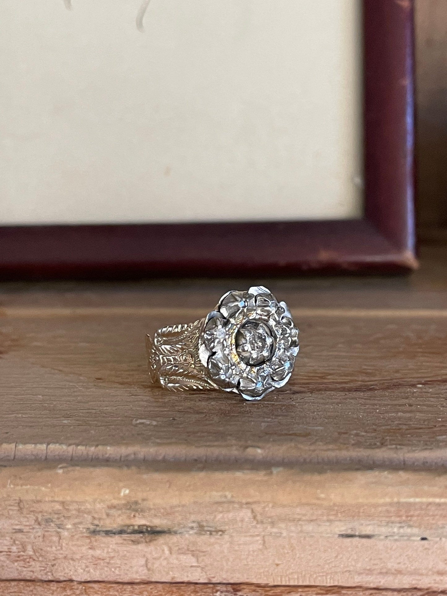 A Vintage Regency Georgian Diamond Cluster Ring in 14K