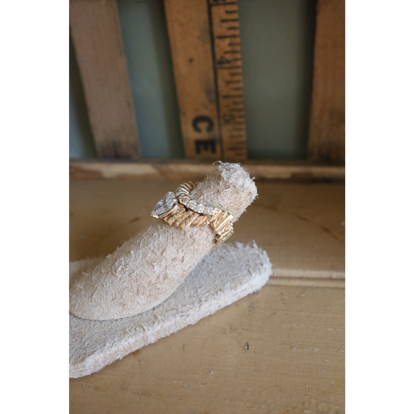 Custom Vintage 1960's 14K Yellow Gold Natural Pear Cut Diamond Ring 1.5 CTW