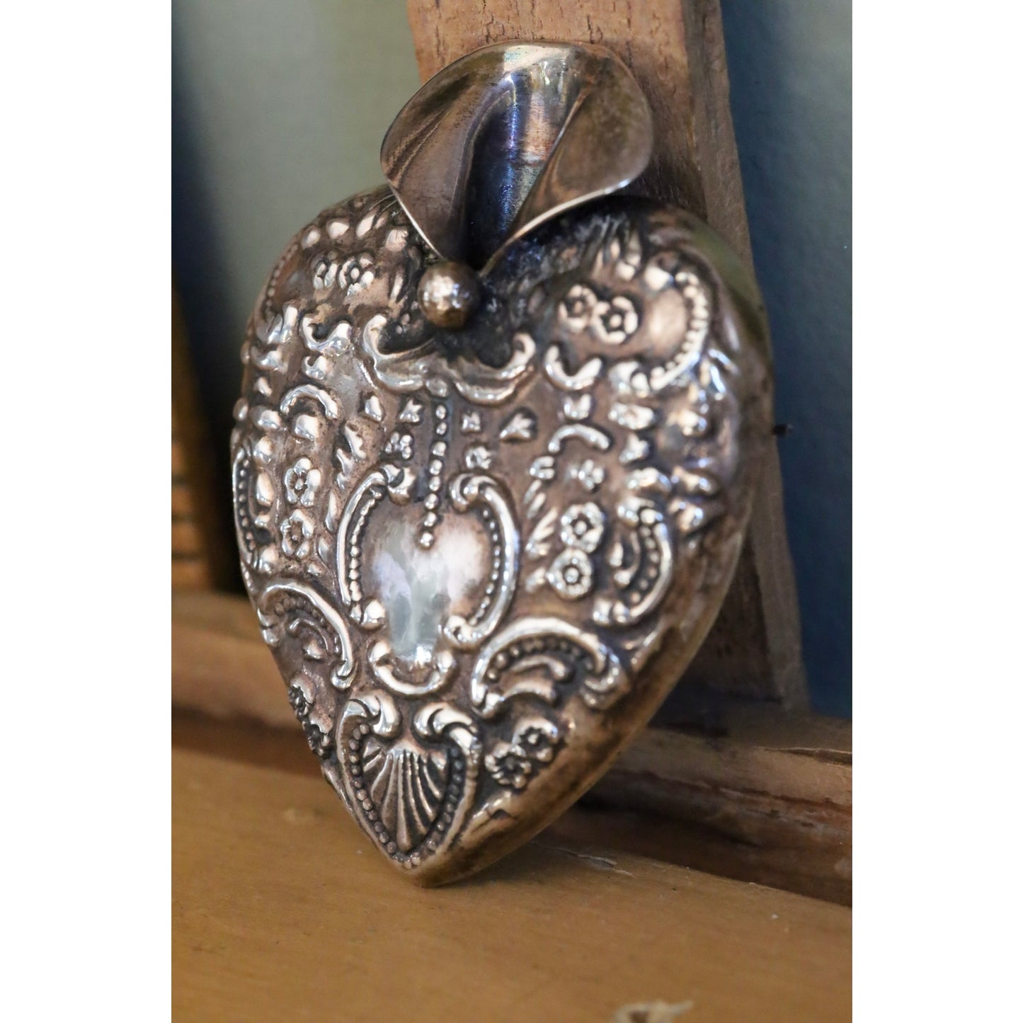 Sterling Silver Tussie Mussie Flower Holder in a Heart Shape