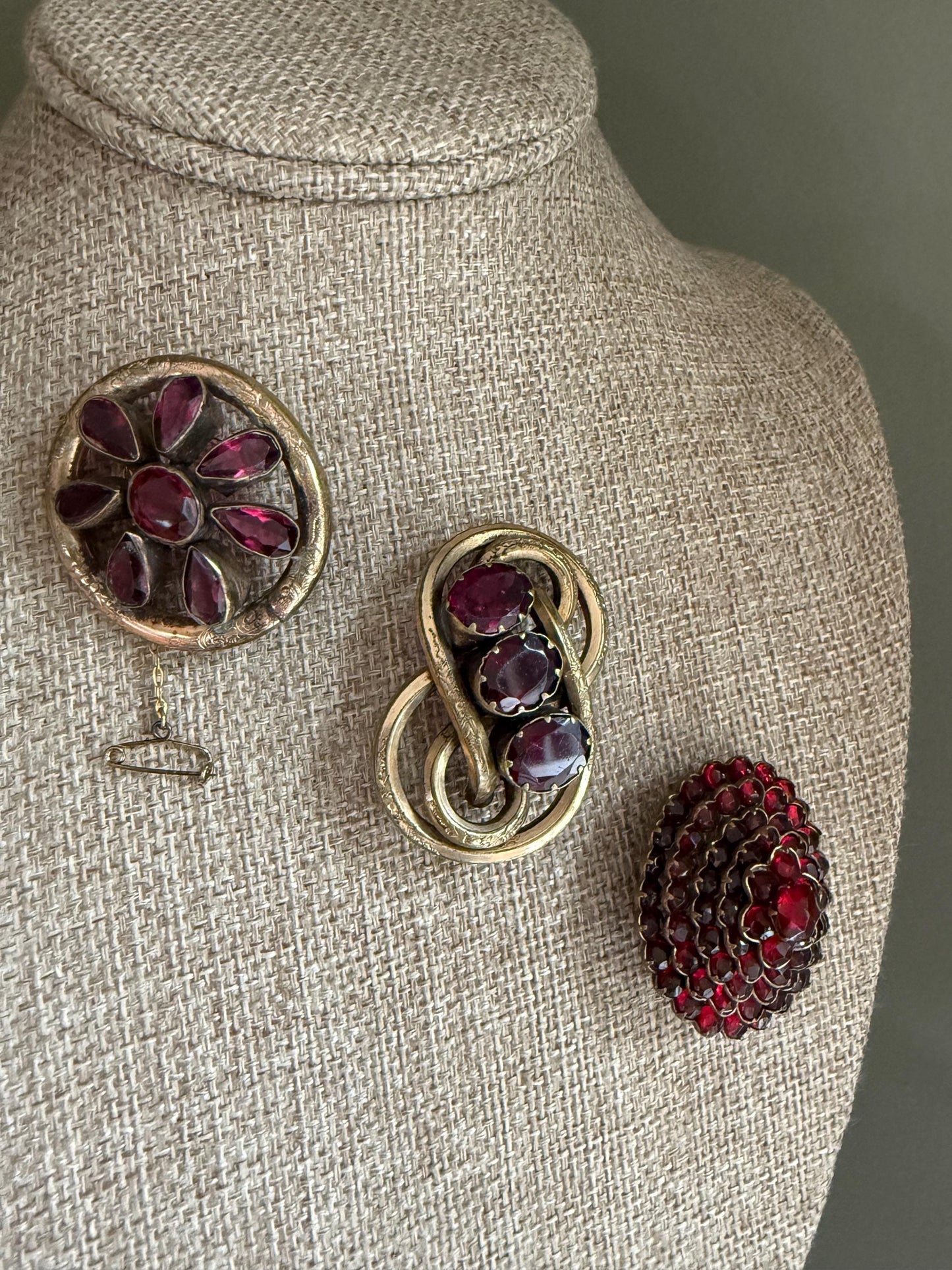 Pick an Antique Victorian Glass Garnet Brooch!