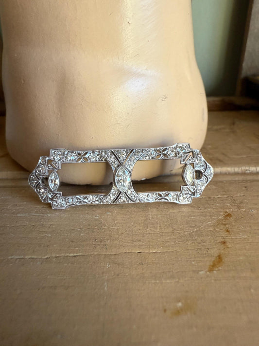 Art Deco Platinum Diamond Converted Brooch to Pendant -You Can Wear Two Ways
