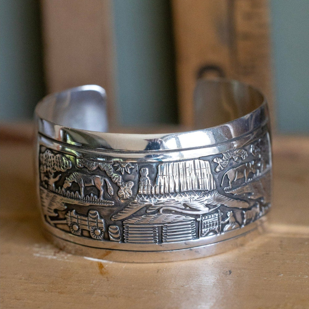 V. Hicks Sterling Silver Storyteller Scenic Cuff