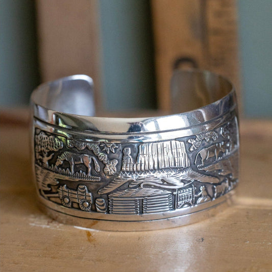V. Hicks Sterling Silver Storyteller Scenic Cuff