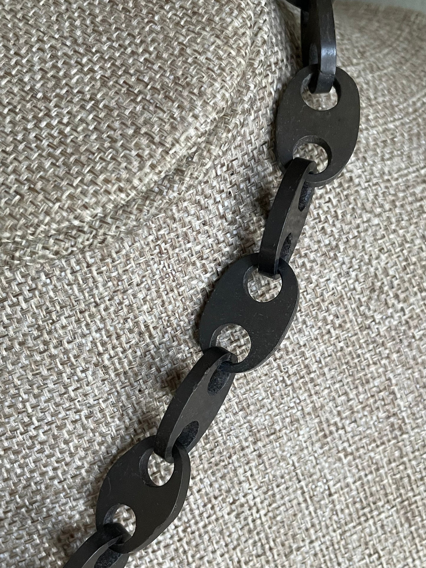 Antique Victorian Vulcanite Large Irish Harp and Chain Choker Necklace