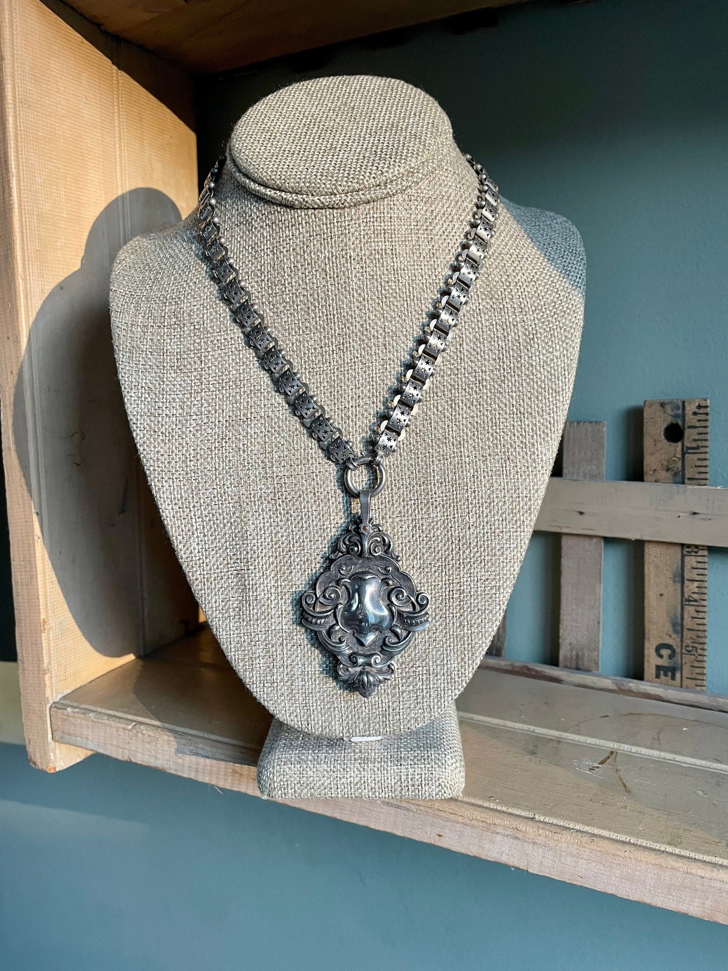 Sterling Silver William B. Kerr Dance Card Pad on Antique Star Motif Chain