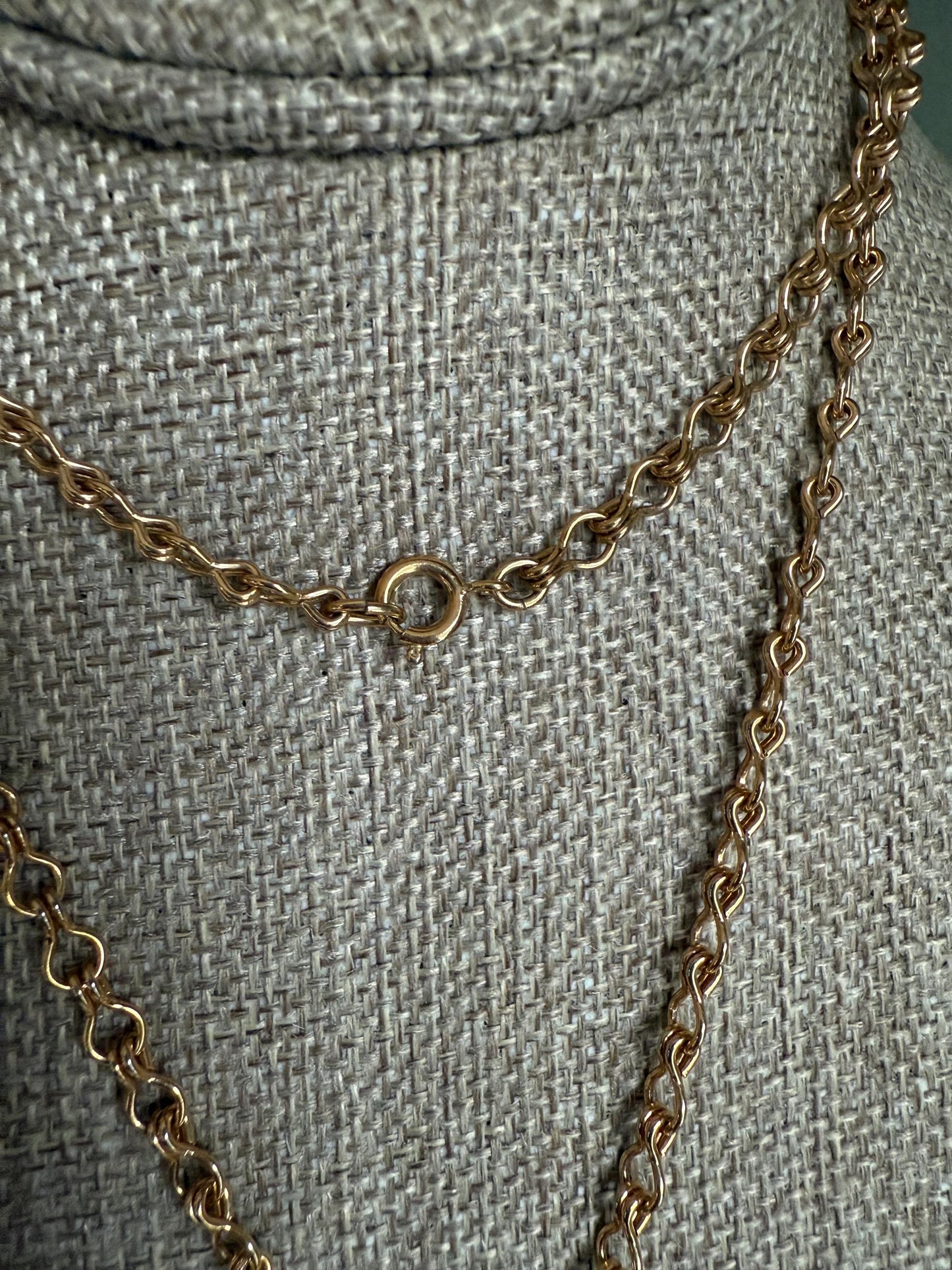 c1970 Costume Round Glass Citrine Like Stone Set Locket on Long Chain