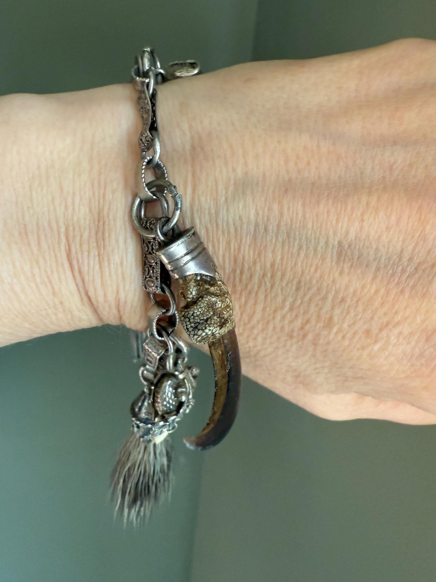 Vintage Silver Charivari Balvaria Hunt Trophies on Bracelet