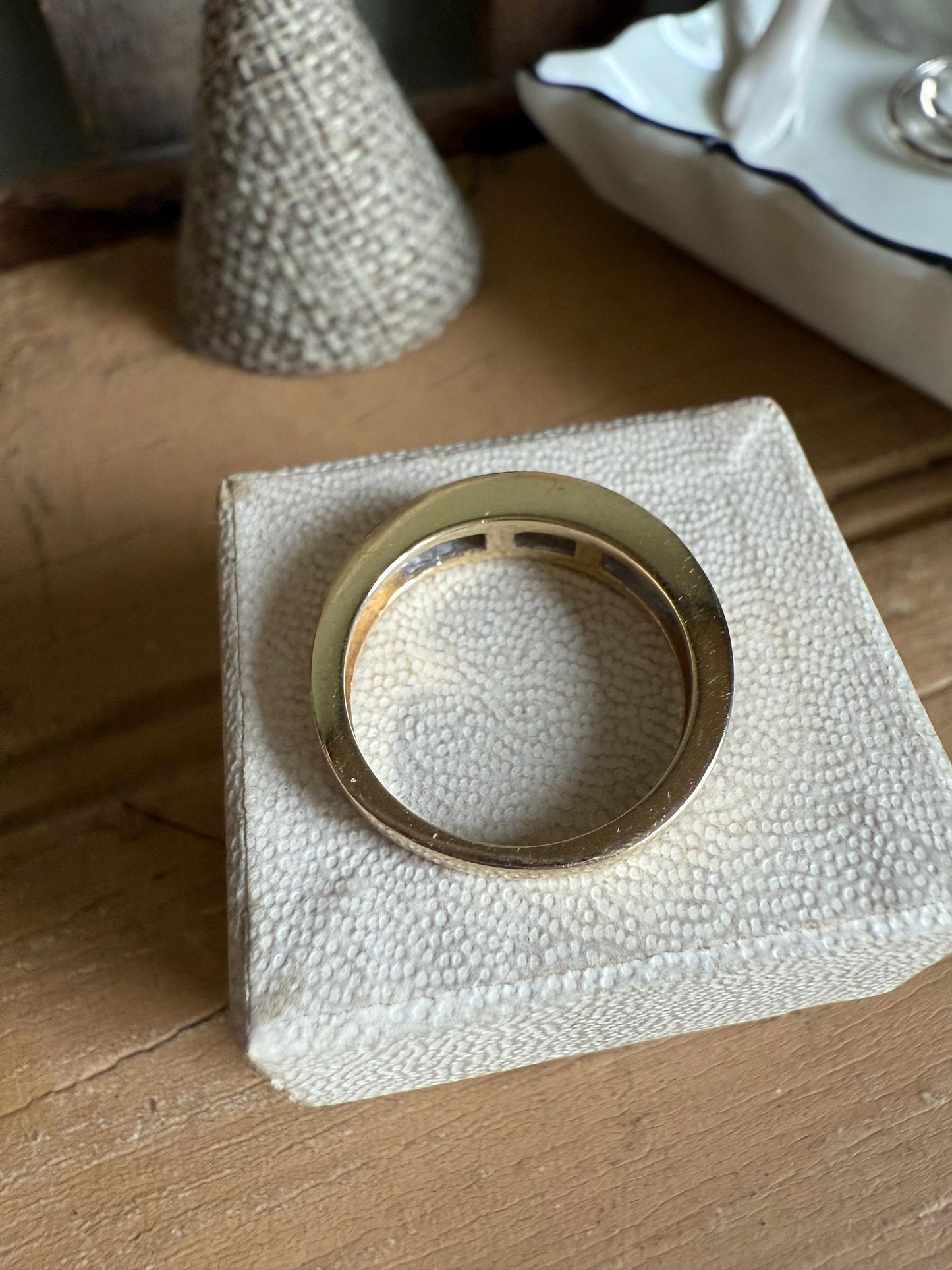 14K Yellow Gold Vintage Princess Cut Natural Diamond Band Ring .50 ctw