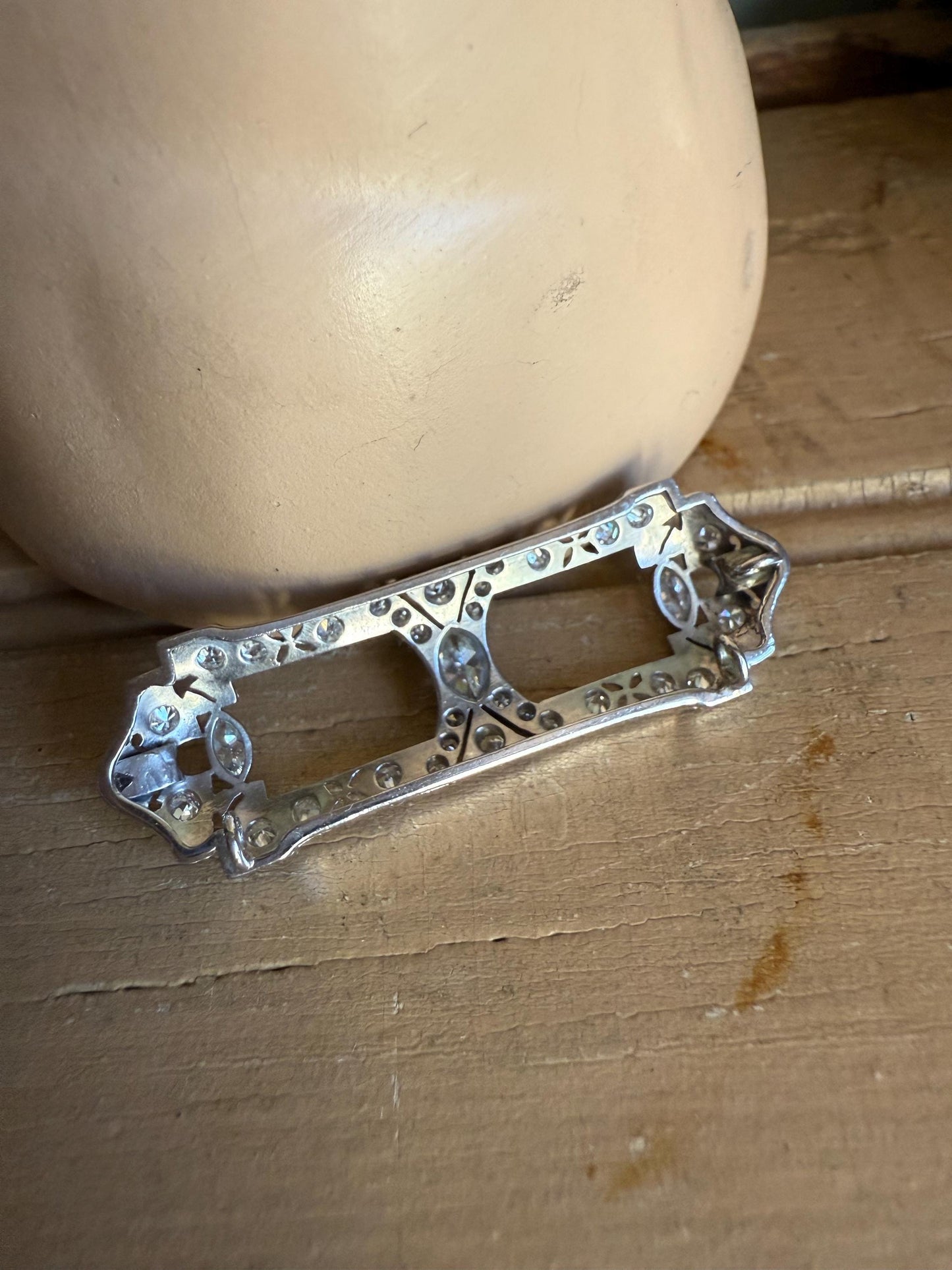 Art Deco Platinum Diamond Converted Brooch to Pendant -You Can Wear Two Ways