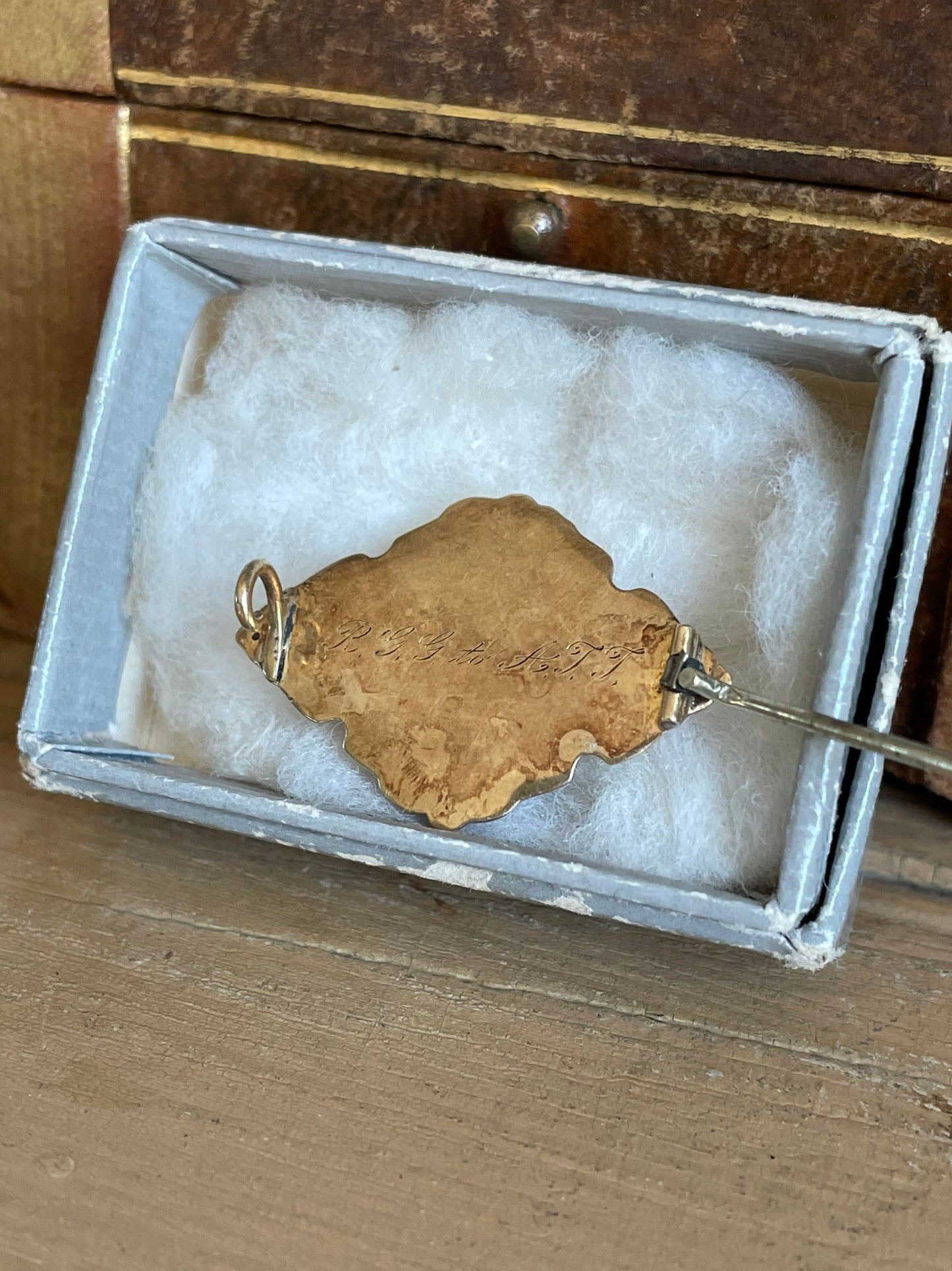 A Victorian Hand Enameled 14K Yellow Gold Brooch