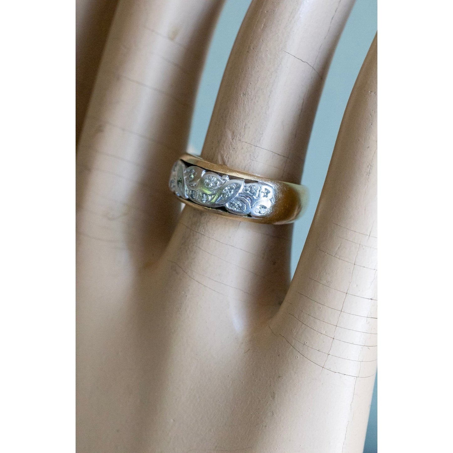 1940-1950's 14K Yellow and White Gold Diamond Band