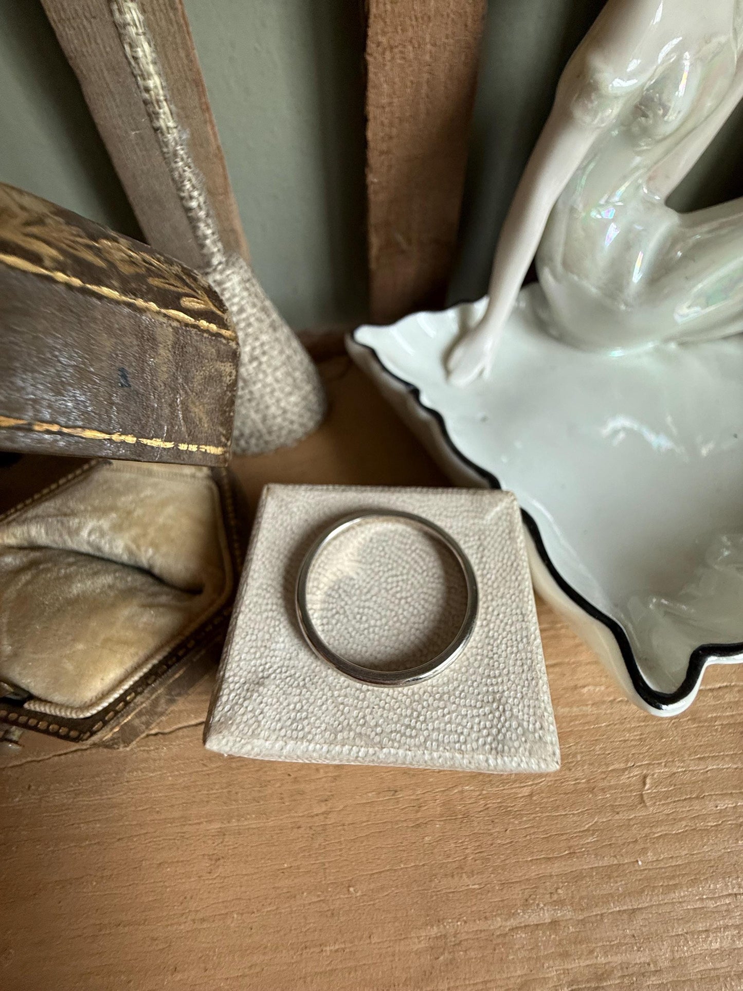 Simple Classic Benchmark 10K White Gold Band Stacker Ring