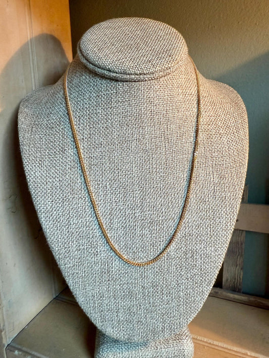 Vintage Solid 18K Yellow Gold Italian Curb Link Necklace 20" Length