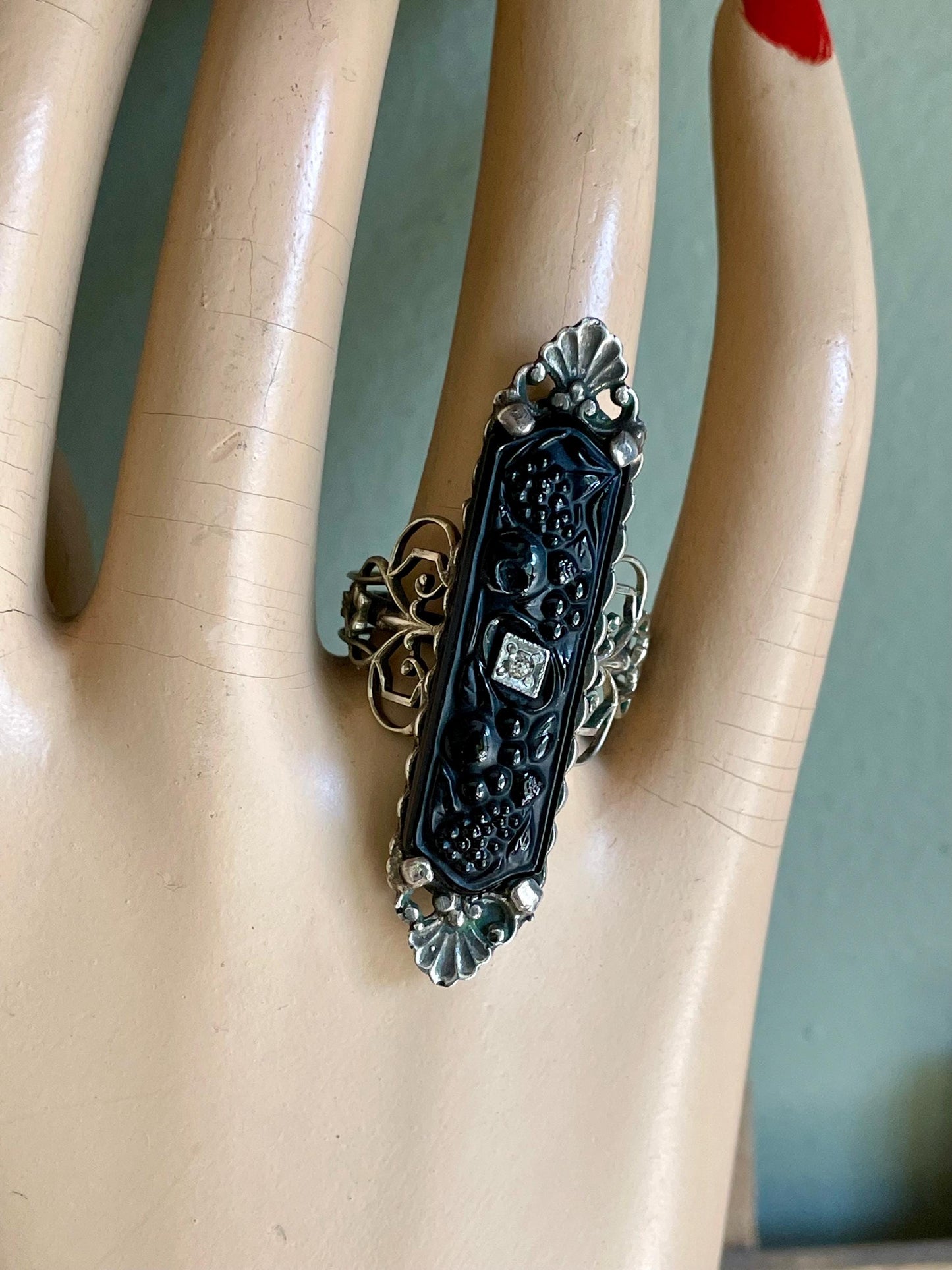 One of a Kind Older Sterling Silver Art Deco Brooch Conversion to a Ring