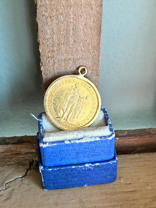 Österreich Ungarn Kaiserreich 10 Korona Gold 1911 Gold Coin Pendant Kaiser Franz Joseph 1848-1916 Austria Hungary