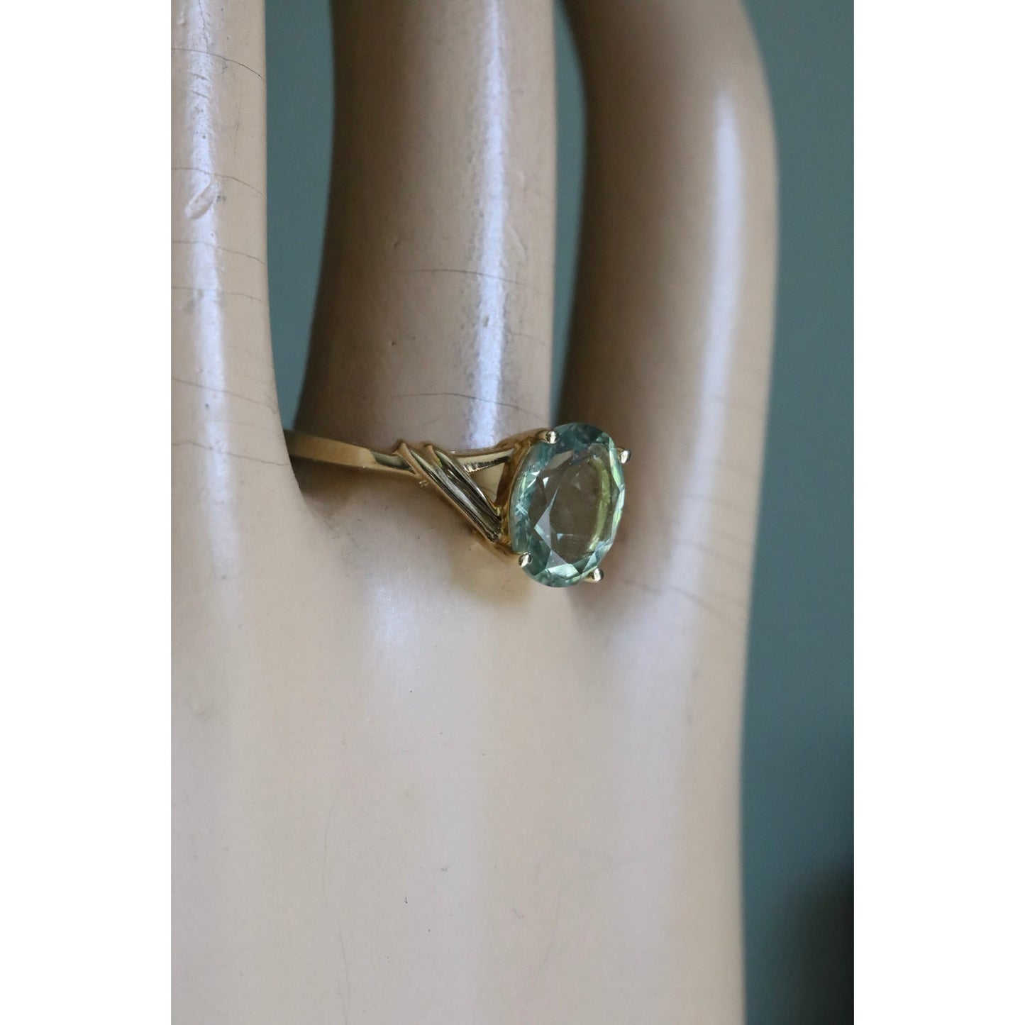 14K Yellow Gold Prasiolite Green Amethyst Ring