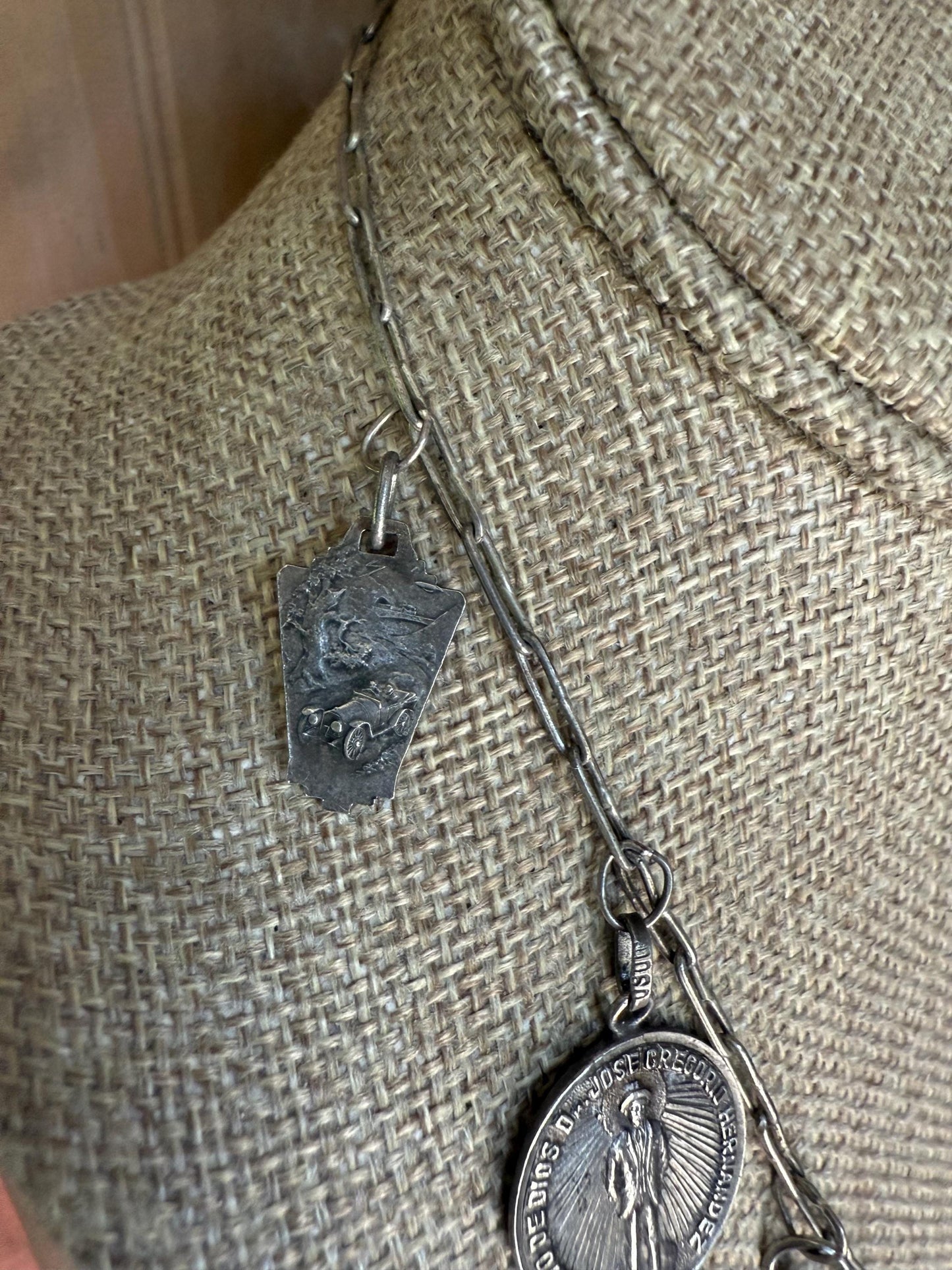 Vintage/Antique Collection of Religious Medallions Charms on Original Chain