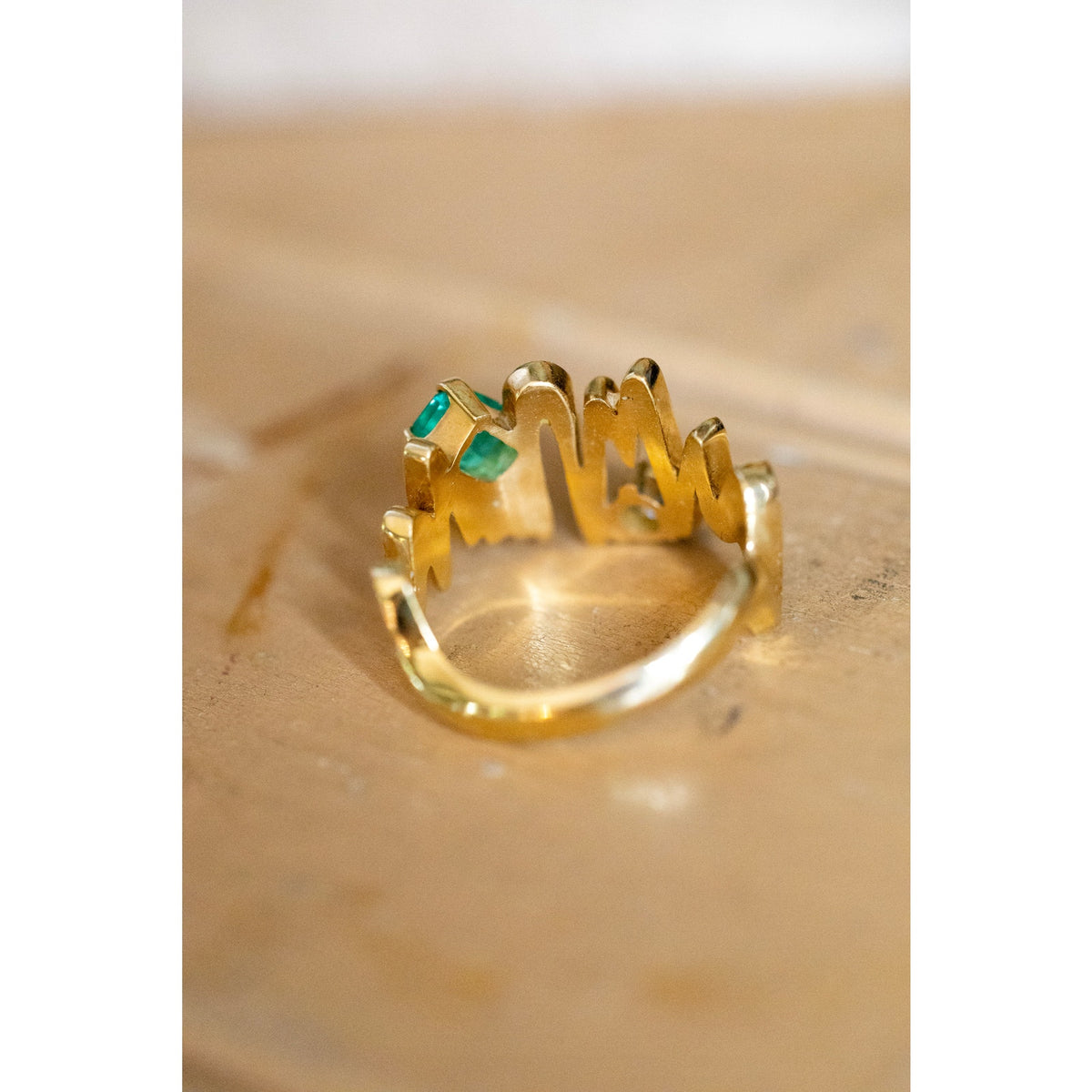 1960's Vintage 18K Columbia Handmade Emerald and Diamond Ring