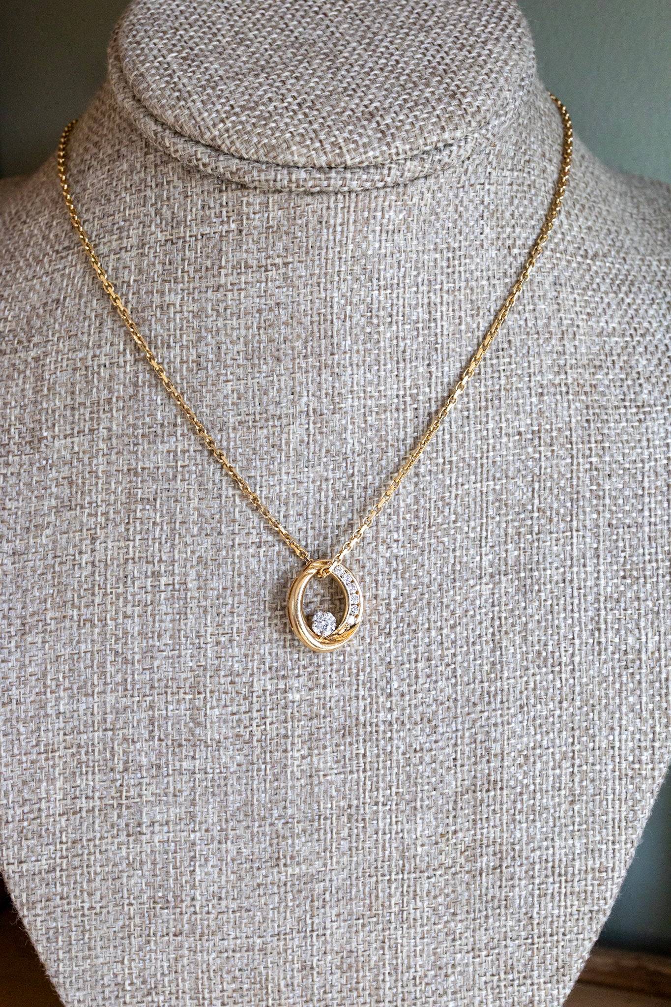 A Vintage 1980's 14K Yellow Gold Diamond Pendant With Optional 14K Chain