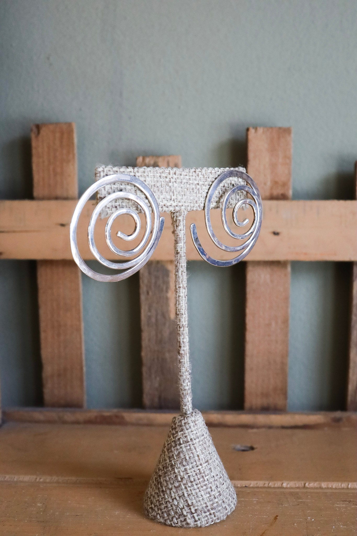 Vintage Sterling Silver Silversmith Ed Levin Spiral Earrings