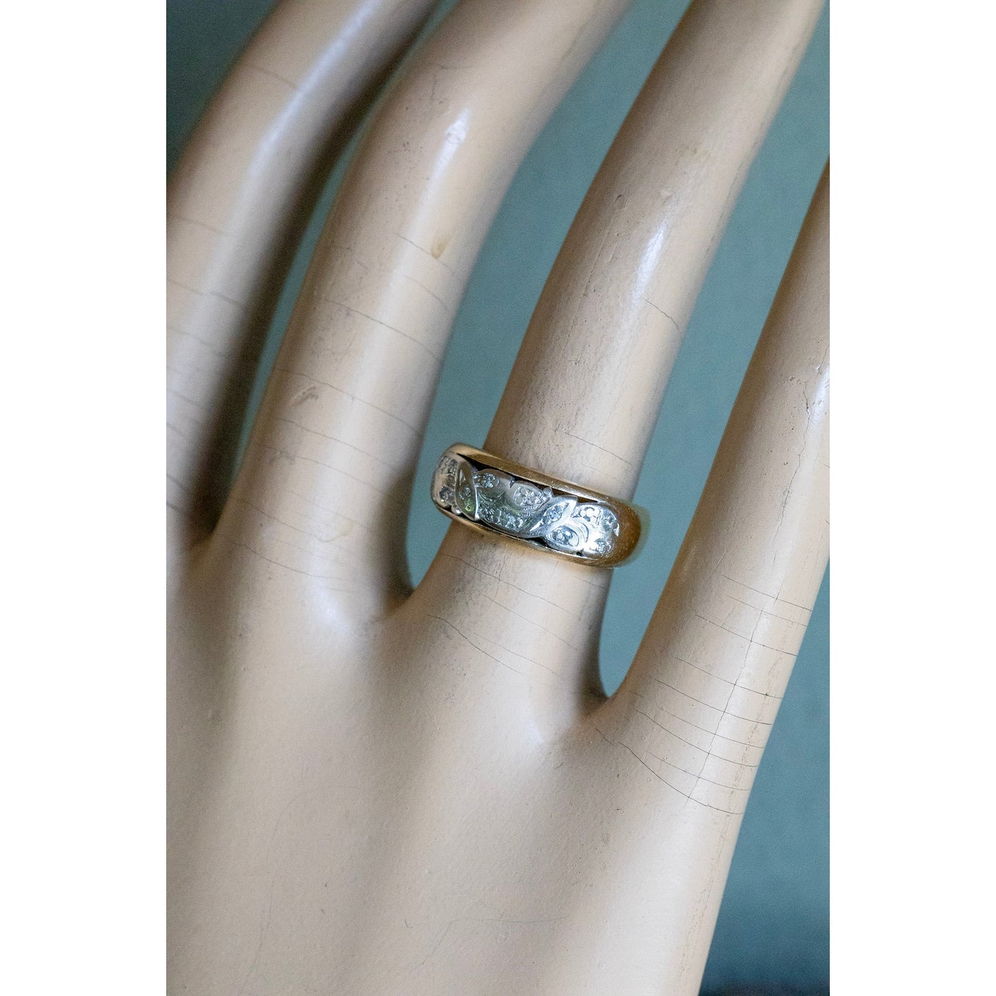 1940-1950's 14K Yellow and White Gold Diamond Band