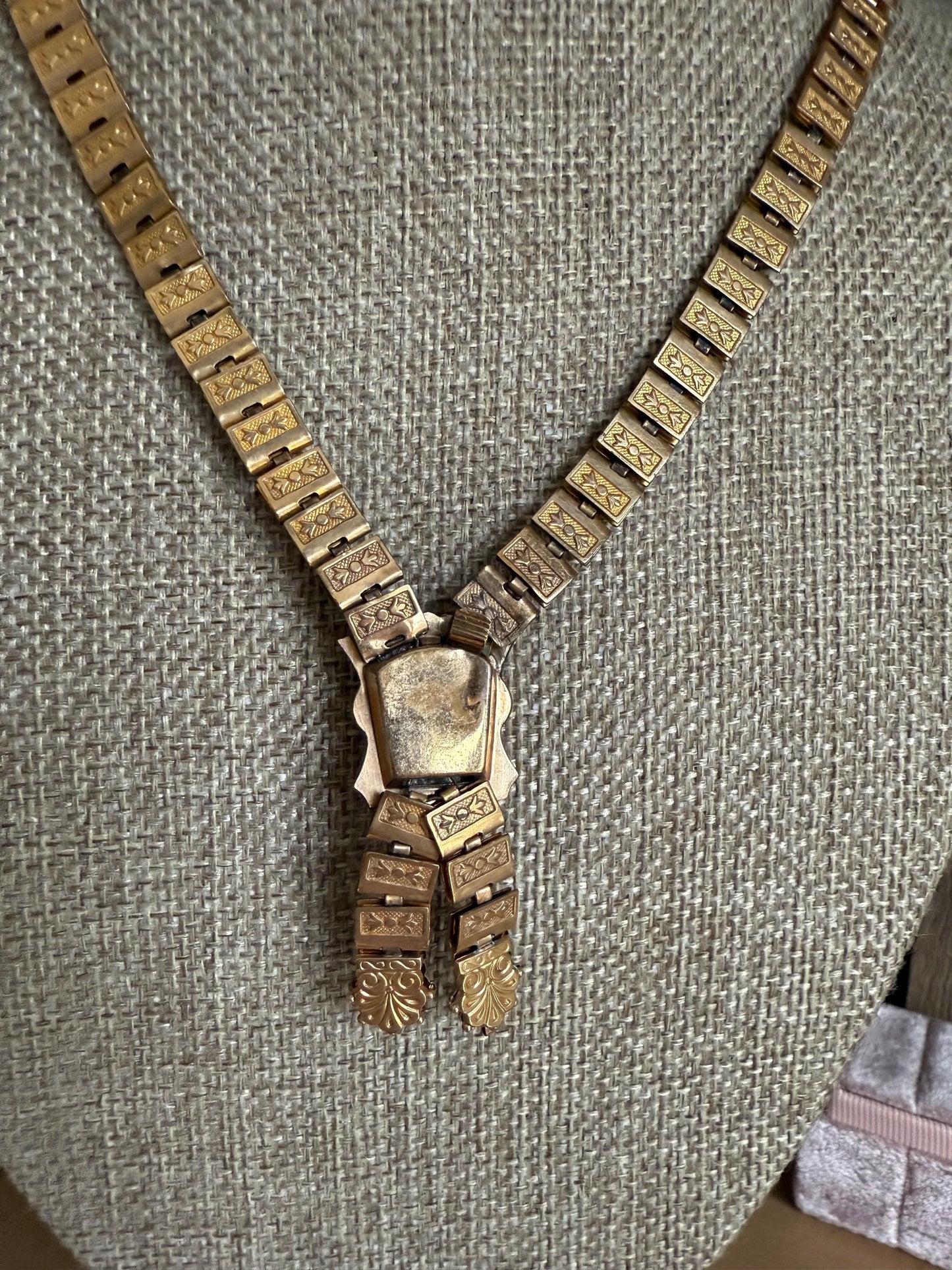 Victorian 1880's Gold Filled Book Chain Cameo Necklace