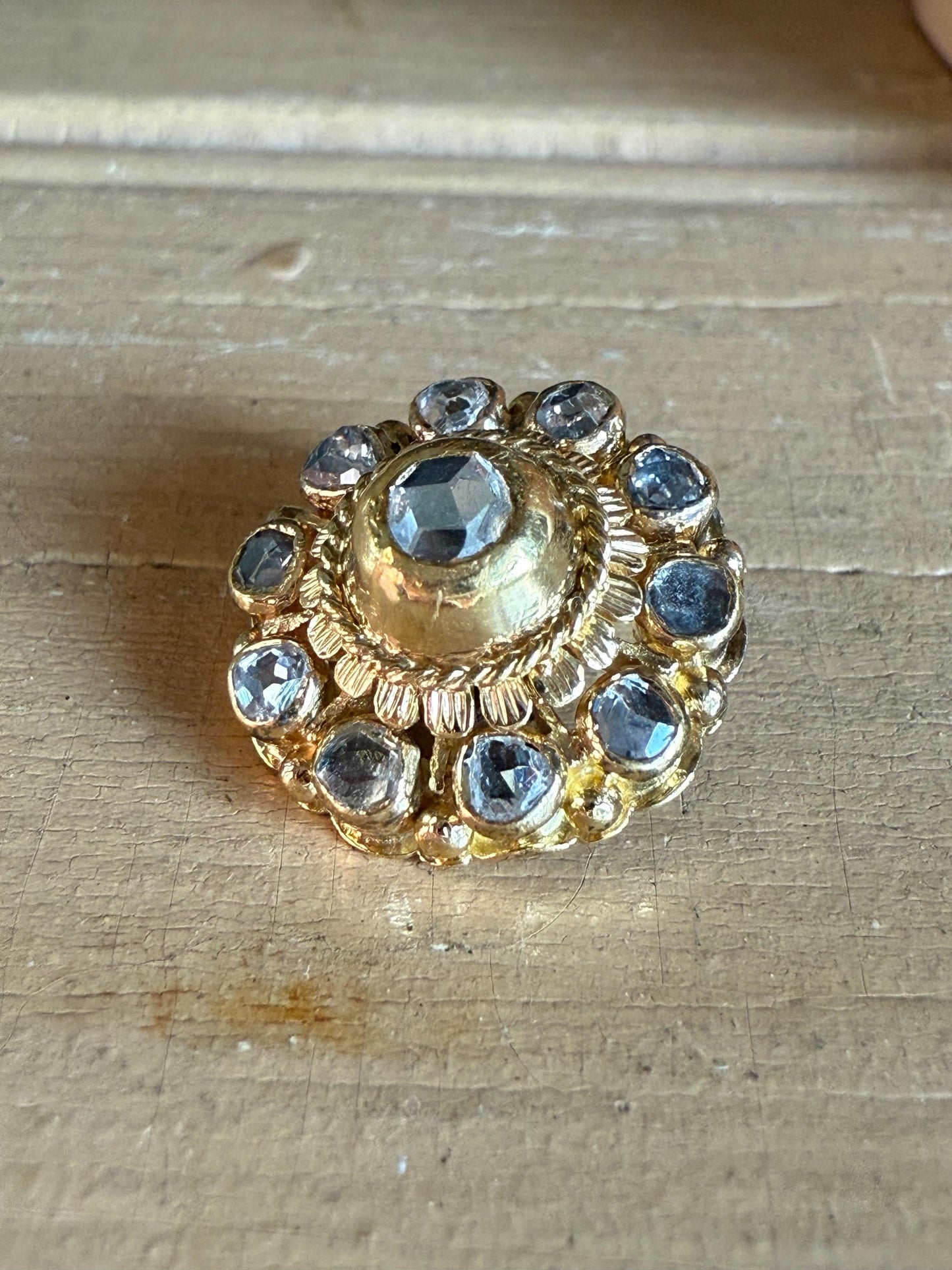 18k Yellow Gold Antique 18th Early 19th Century Table / Rose Cut Diamond Pendant