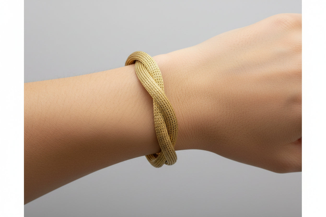 A Vintage 14K Yellow Gold Italian Woven Bracelet