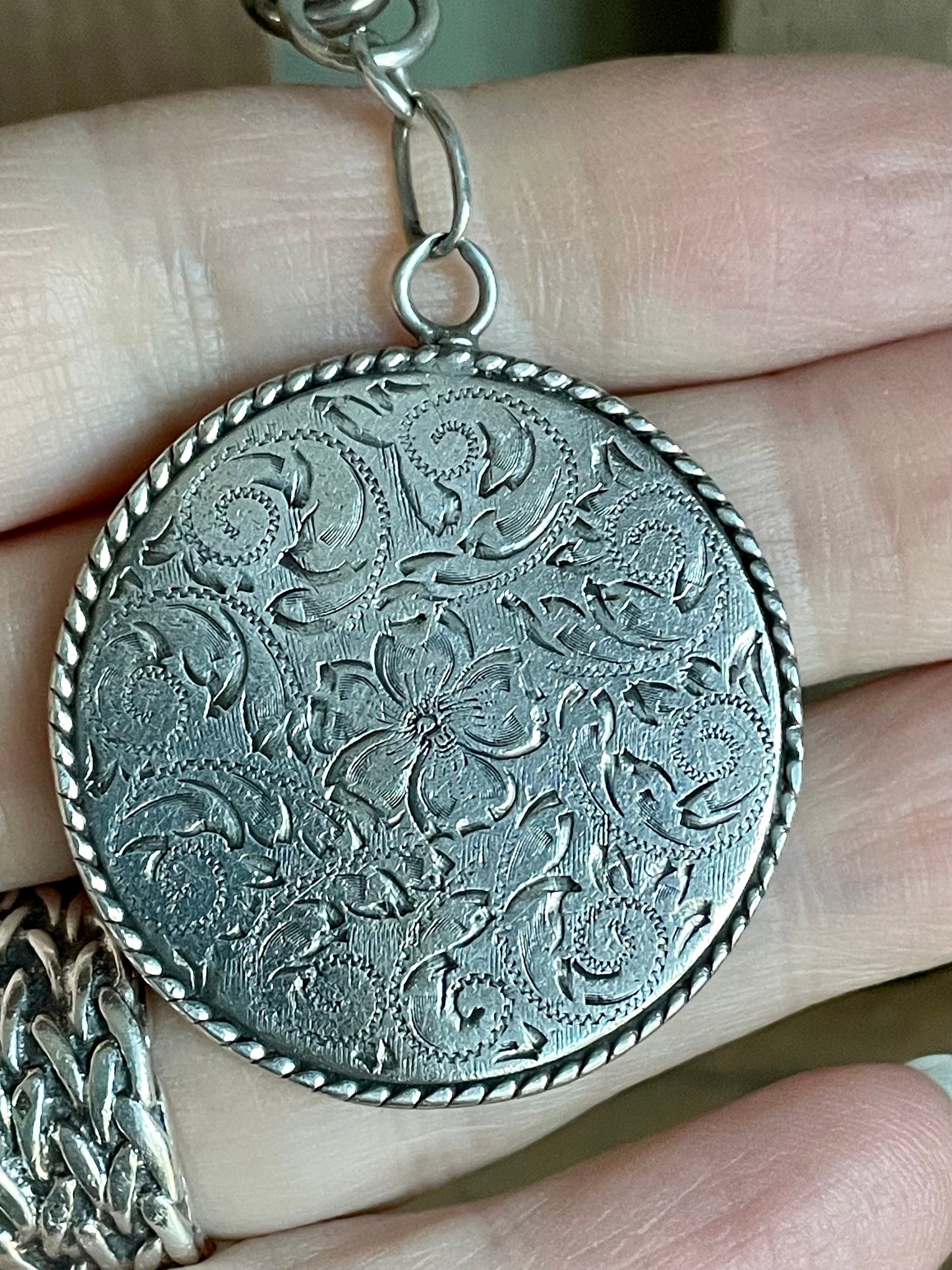 Sterling Silver Thick Byzantine Link Huge Charm Bracelet