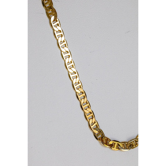 Vintage Solid 14K Yellow Gold Mariner Link Necklace 20" Length