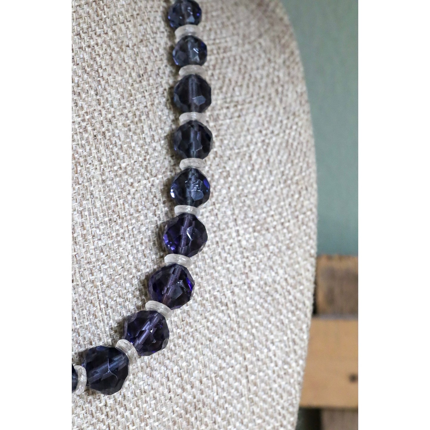 c1930-40 Cut Crystal Iolite Bead Necklace