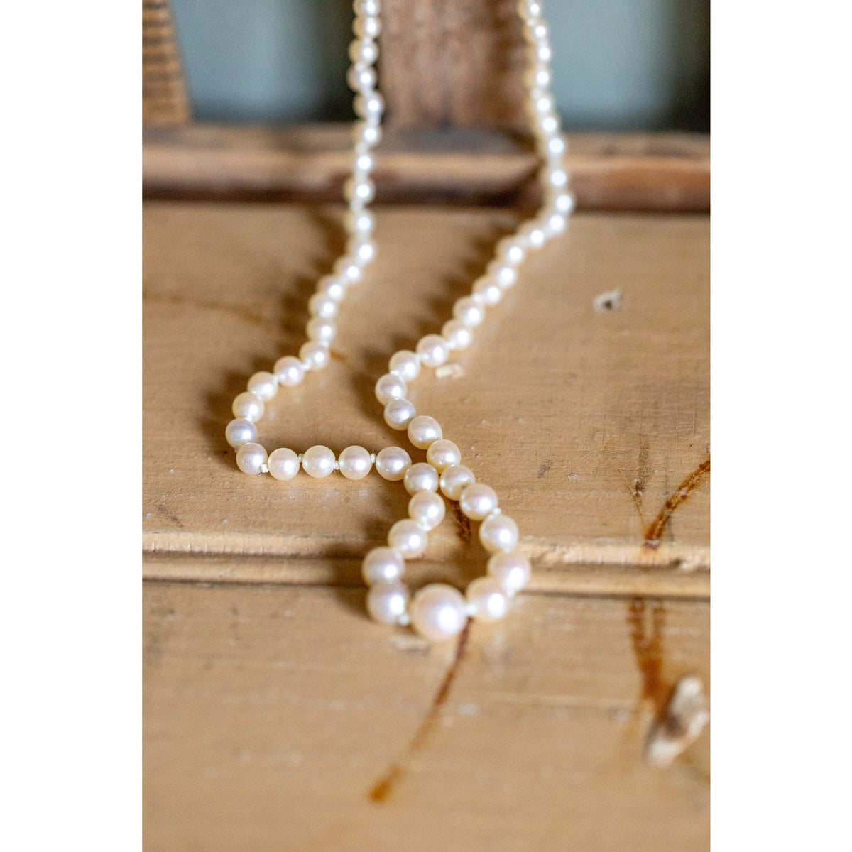 c1930-1940 Graduated Cultured Pearl Strand Necklace with 14K White Gold Clasp