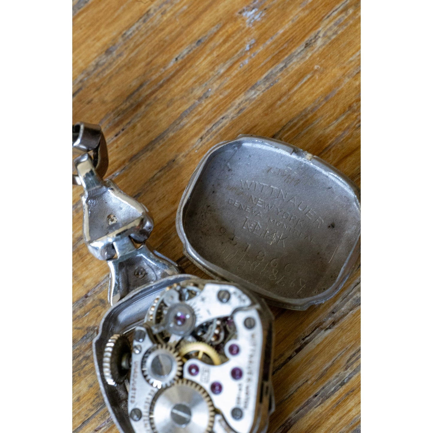 Vintage 14K White Gold Wittnauer Ladies Diamond Wrist Watch