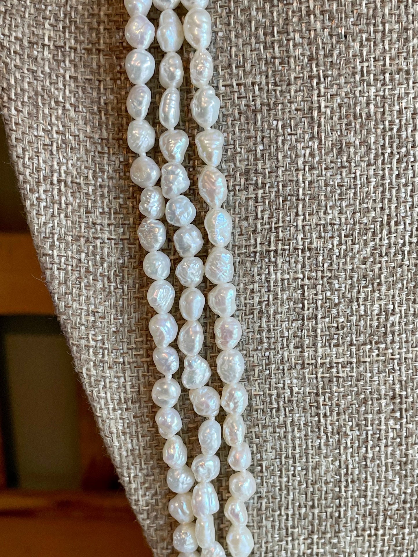 c1990 14K Yellow Gold Onyx, Mabe Pearl & Rice Pearl Multi Strand Necklace