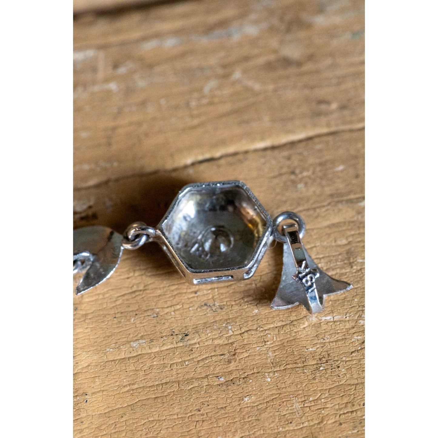 Authentic Art Deco 1940's 18K White Gold Old European Cut Diamond Pendant