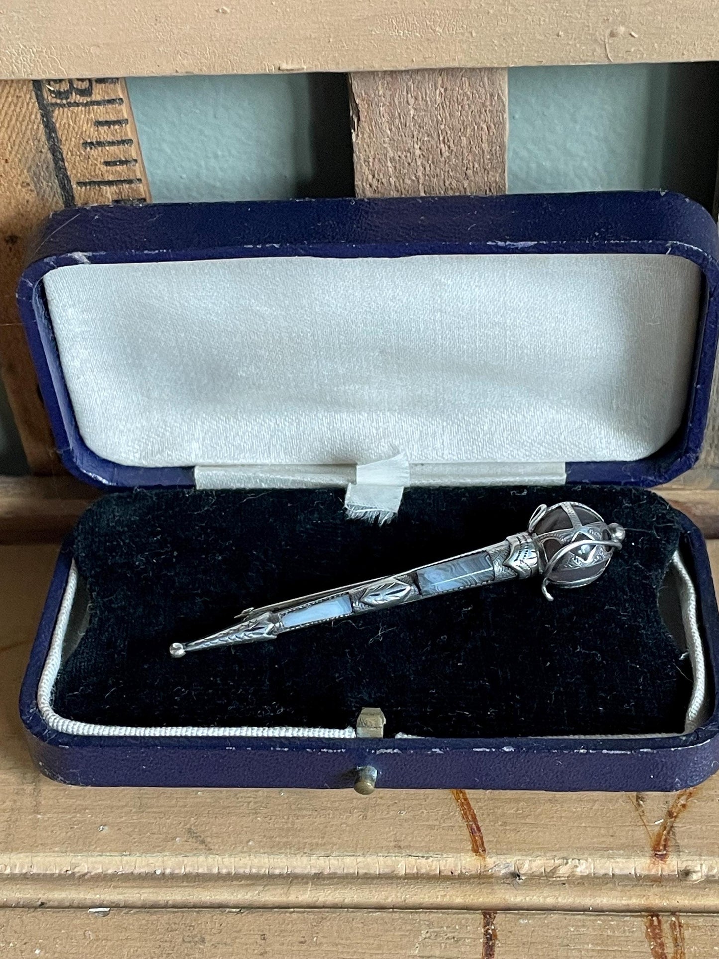 Antique Sterling Silver Scottish Claymore Sword Brooch 1906 Full Hallmarks