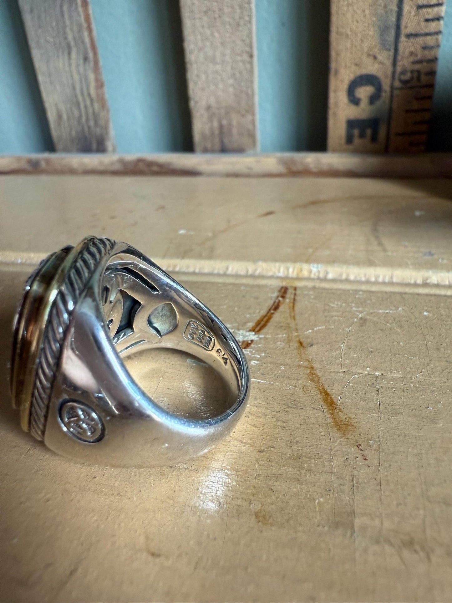 A Vintage David Yurman Albion Diamond Fine Pave Sterling 18K Ring Size 6.5