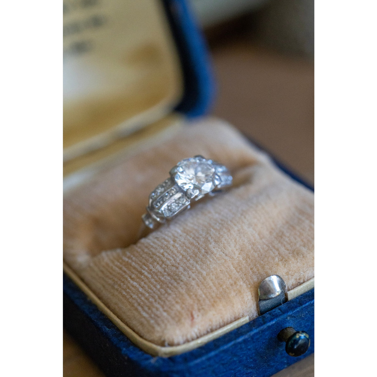 Art Deco Platinum and Iridium Old European Cut Diamond Ring