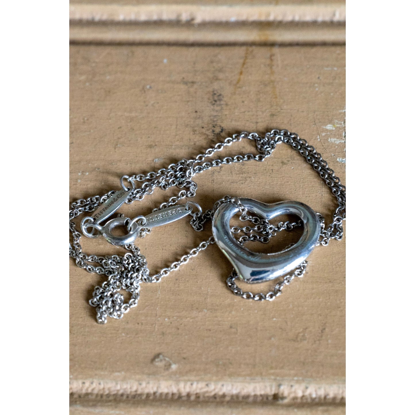 Tiffany & Co Elsa Peretti Open Heart Pendant Necklace Sterling Silver
