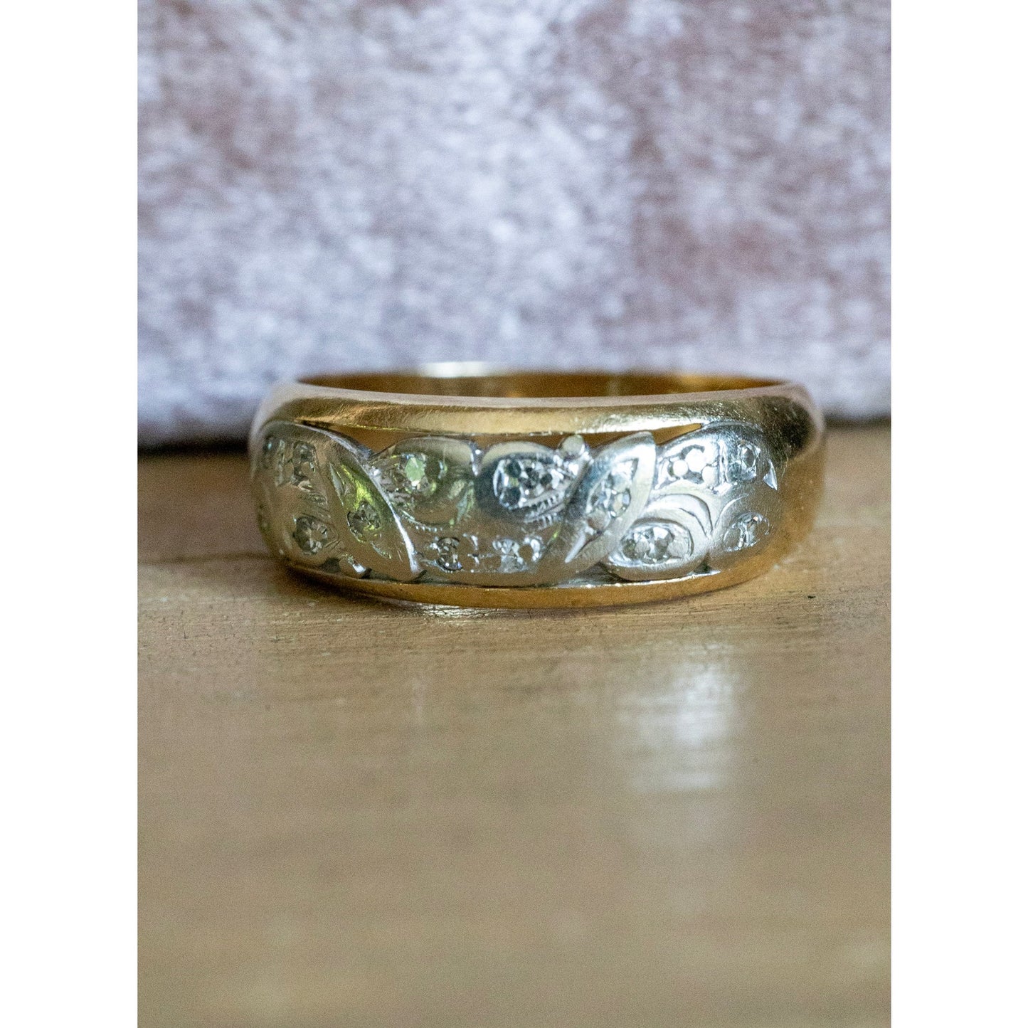 1940-1950's 14K Yellow and White Gold Diamond Band