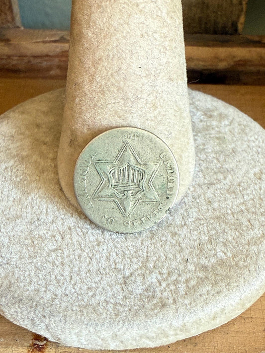 Antique 1860 Three Cent Silver US Coin