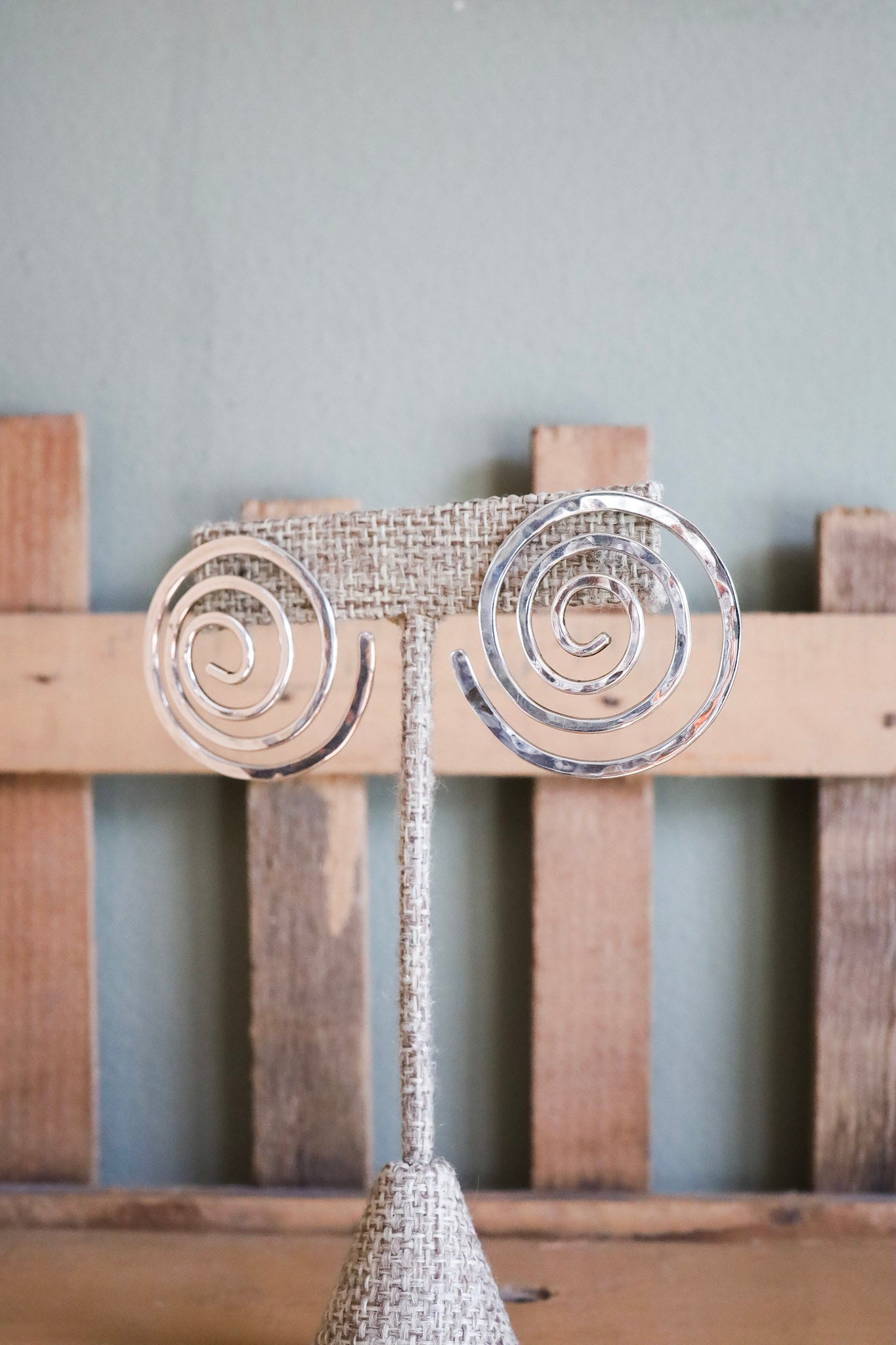 Vintage Sterling Silver Silversmith Ed Levin Spiral Earrings