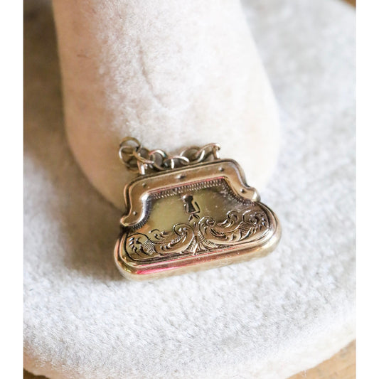Sweet Antique Victorian Purse 14K Pendant Charm