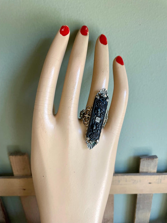 One of a Kind Older Sterling Silver Art Deco Brooch Conversion to a Ring