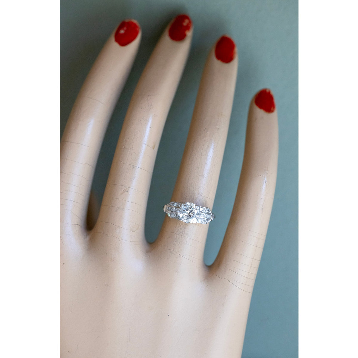 Art Deco Platinum and Iridium Old European Cut Diamond Ring