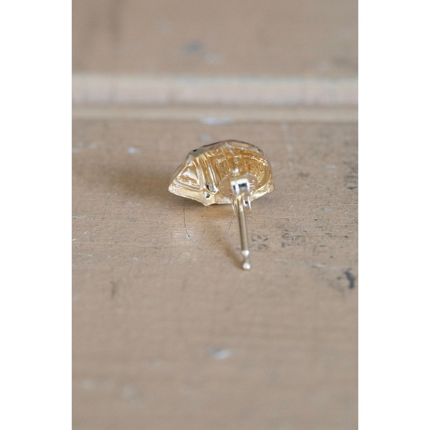 Sweet Single 14K Yellow Gold Enamel Ladybug Earring