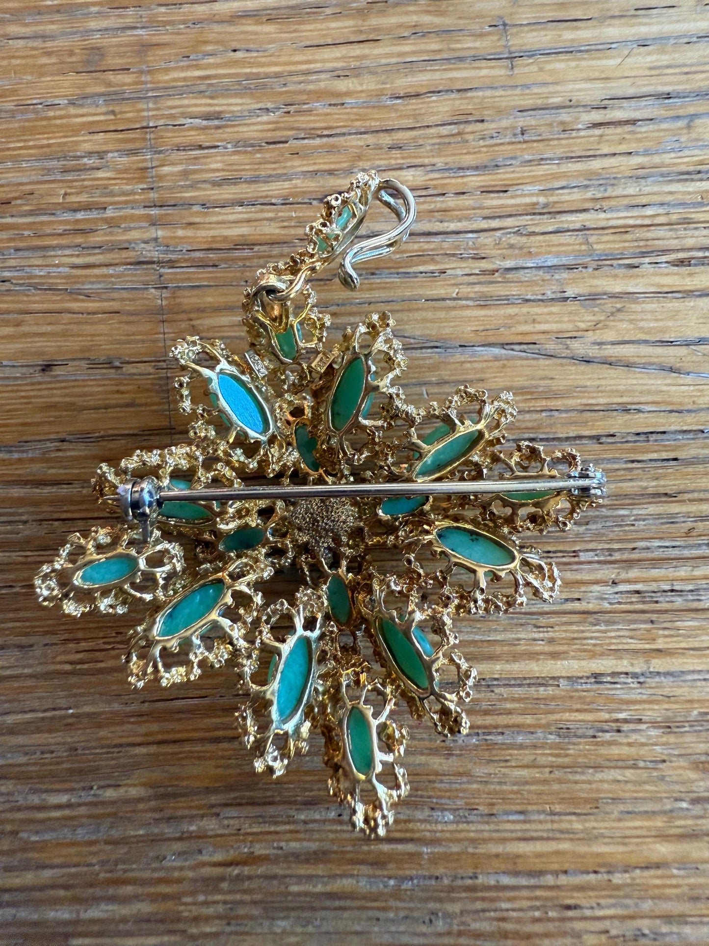 Bold 1960's Biomorphic 18K Yellow Gold Pendant with Removable Bale Brooch